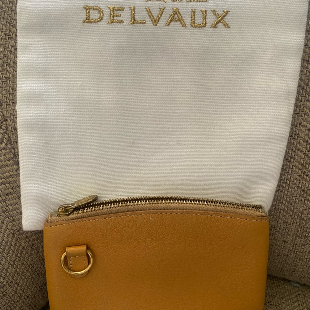 Authentic Delvaux Luxury Tan Leather Women's pouch